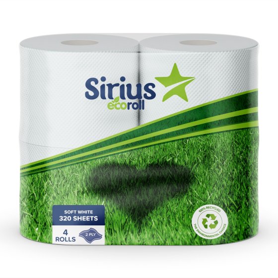 Sirius Eco Roll 4 Pack 2-Ply Toilet Rolls RRP £4.99 CLEARANCE XL £3.99